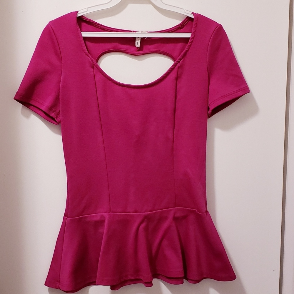 Hot pink peplum top. Size Medium